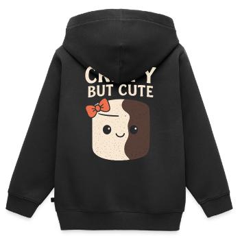 Croustillant mais mignon - Humour à la guimauve - Sweat Premium à capuche zippé enfant bio - noir - Dos - AI Model Kid Male (0cm)