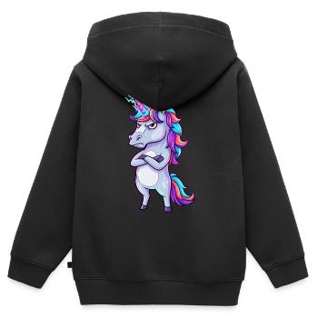 Genervtes Einhorn: Glitzer & Zorn! - Kinder Premium Organic Zip Hoodie - Schwarz - Hinten - AI Model Kid Male (0cm)