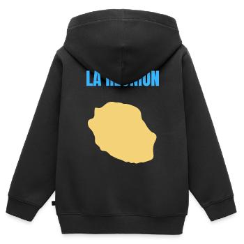 T-Shirt mit goldener Karte auf der Insel La Réunion - Kinder Premium Organic Zip Hoodie - Schwarz - Hinten - AI Model Kid Male (0cm)