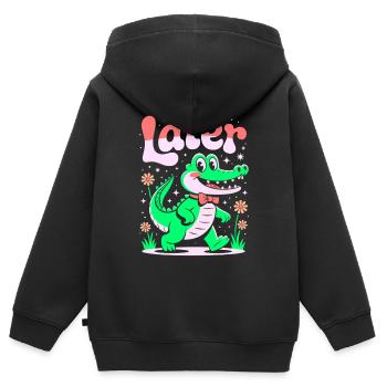 See You Later Aligator - Alligator Retro-Design - Kinder Premium Organic Zip Hoodie - Schwarz - Hinten - AI Model Kid Male (0cm)