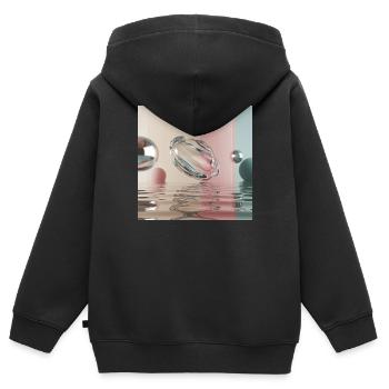 Reflets pastel dans sphère abstraite - Sweat Premium à capuche zippé enfant bio - noir - Dos - AI Model Kid Male (0cm)