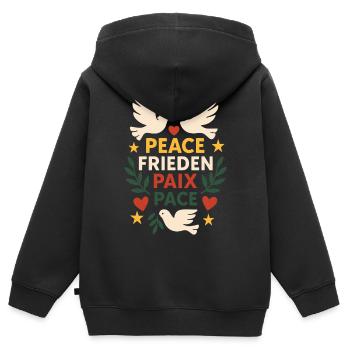 Weltfrieden Tauben - Kinder Premium Organic Zip Hoodie - Schwarz - Hinten - AI Model Kid Male (0cm)