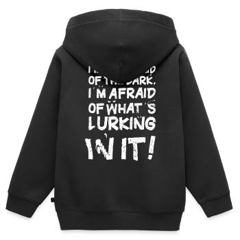 Die wahre Angst vor der Dunkelheit - Kinder Premium Organic Zip Hoodie - Schwarz - Hinten - AI Model Kid Male (0cm)