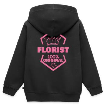Travail Fleuriste - Sweat Premium à capuche zippé enfant bio - noir - Dos - AI Model Kid Male (0cm)