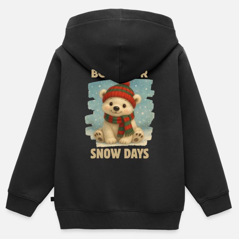 Weihnachts-Eisbär - Kinder Premium Organic Zip Hoodie - Schwarz