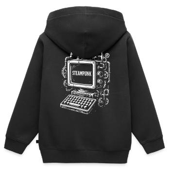 Steampunk Computer Getriebe - Kinder Premium Organic Zip Hoodie - Schwarz - Hinten - AI Model Kid Male (0cm)