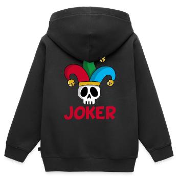 Crâne de joker - Sweat Premium à capuche zippé enfant bio - noir - Dos - AI Model Kid Male (0cm)