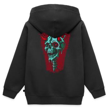 Crâne turquoise avec cornes - Sweat Premium à capuche zippé enfant bio - noir - Dos - AI Model Kid Male (0cm)