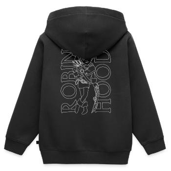 Robin Hood Schlitzohr Umrisse Mit Schriftzug - Kinder Premium Organic Zip Hoodie - Schwarz - Hinten - AI Model Kid Male (0cm)