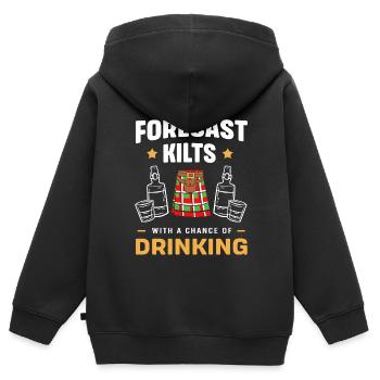 Schottenrock Schottland Ecosse Kilt - Sweat Premium à capuche zippé enfant bio - noir - Dos - AI Model Kid Male (0cm)