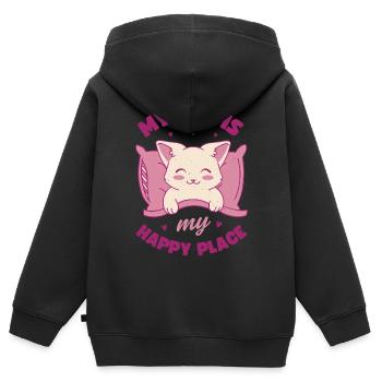 Mein Bett ist mein Glücksort - Kinder Premium Organic Zip Hoodie - Schwarz - Hinten - AI Model Kid Male (0cm)