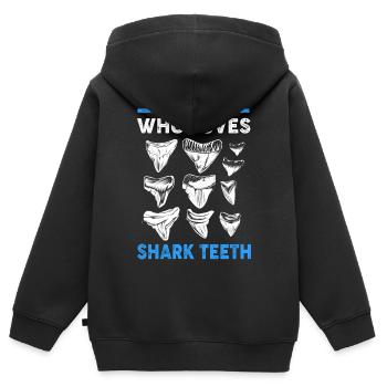 Dents de requin Dents de requin Dents de requin - Sweat Premium à capuche zippé enfant bio - noir - Dos - AI Model Kid Male (0cm)