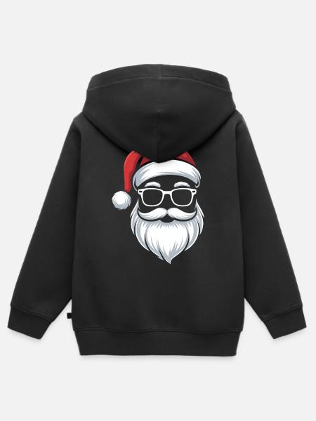 Santa mit Brille Nerdige Weihnacht - Kinder Premium Organic Zip Hoodie - Schwarz