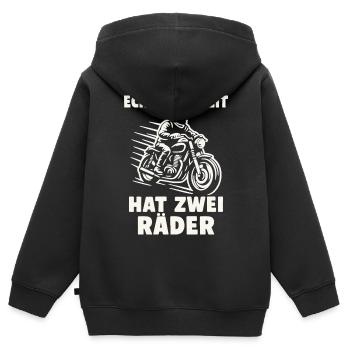 Real freedom has two wheels - Kids Premium Organic Zip-up Hoodie - black - Back - AI Model Kid Male (0cm)