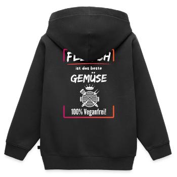 Fleisch ist das beste Gemüse-100% Veganfrei - Kinder Premium Organic Zip Hoodie - Schwarz - Hinten - AI Model Kid Male (0cm)