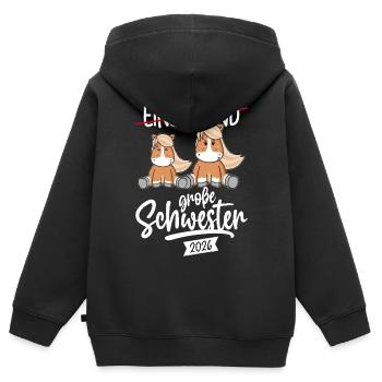 Einzelkind Grosse Schwester 2026 Schwangerschaft - Kinder Premium Organic Zip Hoodie - Schwarz - Hinten - AI Model Kid Male (0cm)