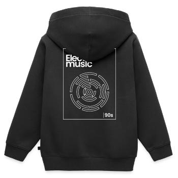 Electro Maze 90er Techno Tee - Kinder Premium Organic Zip Hoodie - Schwarz - Hinten - AI Model Kid Male (0cm)