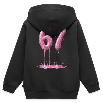 67 Paillettes roses qui gouttent - Sweat Premium à capuche zippé enfant bio - noir - Dos - AI Model Kid Male (0cm)