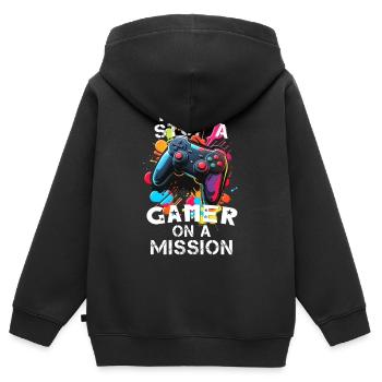 Gamer gaming enthusiast video games console funny - Kids Premium Organic Zip-up Hoodie - black - Back - AI Model Kid Male (0cm)