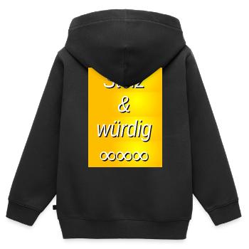 Impression dorée fière et digne - Sweat Premium à capuche zippé enfant bio - noir - Dos - AI Model Kid Male (0cm)