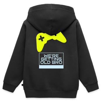 Gamer Nostalgie: On Vieillit - Sweat Premium à capuche zippé enfant bio - noir - Dos - AI Model Kid Male (0cm)