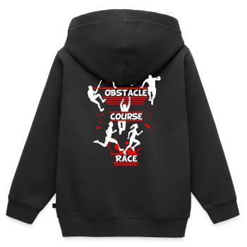 Course d’obstacles – Conception d’obstacles en ligne - Sweat Premium à capuche zippé enfant bio - noir - Dos - AI Model Kid Male (0cm)