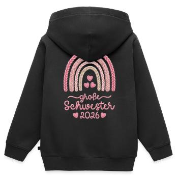Große Schwester 2026 Regenbogen rosa Strickmuster - Kinder Premium Organic Zip Hoodie - Schwarz - Hinten - AI Model Kid Male (0cm)
