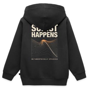 Schiste se produit dans l’art métamorphique ondulé - Sweat Premium à capuche zippé enfant bio - noir - Dos - AI Model Kid Male (0cm)