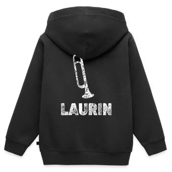 Geschenk für Laurin - Kinder Premium Organic Zip Hoodie - Schwarz - Hinten - AI Model Kid Male (0cm)