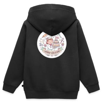 Hobby-Bäckerin Kuchenzauber - Kinder Premium Organic Zip Hoodie - Schwarz - Hinten - AI Model Kid Male (0cm)