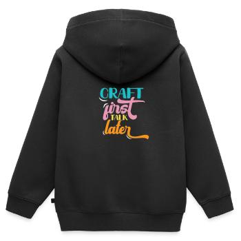 Artisan d’abord, discussion après - Sweat Premium à capuche zippé enfant bio - noir - Dos - AI Model Kid Male (0cm)