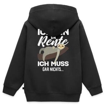 Rente Gar Nichts Faultier Sofa - Kinder Premium Organic Zip Hoodie - Schwarz - Hinten - AI Model Kid Male (0cm)