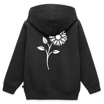 Blumen Silhouette Abstrakte Blütenkunst - Kinder Premium Organic Zip Hoodie - Schwarz - Hinten - AI Model Kid Male (0cm)