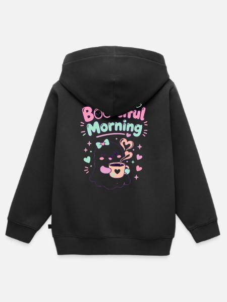 Boo-tiful Morning Geist Kaffee - Kinder Premium Organic Zip Hoodie - Schwarz