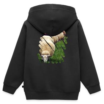 Der umweltfreundlichste Rasenmäher - Kinder Premium Organic Zip Hoodie - Schwarz - Hinten - AI Model Kid Male (0cm)