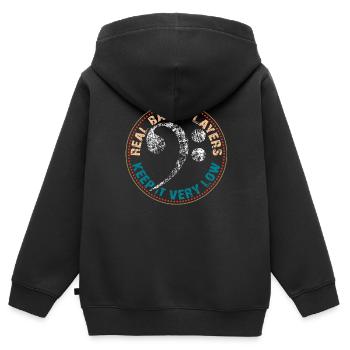 Clé de basse vintage avec dicton drôle - Sweat Premium à capuche zippé enfant bio - noir - Dos - AI Model Kid Male (0cm)