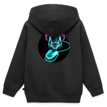 Cyber-Maus - Kinder Premium Organic Zip Hoodie - Schwarz - Hinten - AI Model Kid Male (0cm)