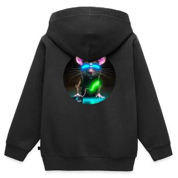 Cyber-Maus - Kinder Premium Organic Zip Hoodie - Schwarz - Hinten - AI Model Kid Male (0cm)
