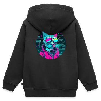Stilvolle Katze - Kinder Premium Organic Zip Hoodie - Schwarz - Hinten - AI Model Kid Male (0cm)