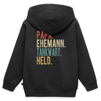 Tankwart Papa Ehemann Held - Kinder Premium Organic Zip Hoodie - Schwarz - Hinten - AI Model Kid Male (0cm)