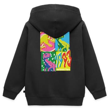 Jurassic Park 1993 Velociraptor Bunt - Kinder Premium Organic Zip Hoodie - Schwarz - Hinten - AI Model Kid Male (0cm)