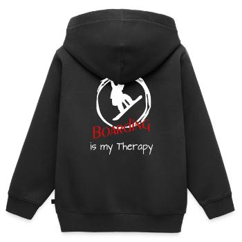 Snowboard - Snowbaording - Boarding - Kinder Premium Organic Zip Hoodie - Schwarz - Hinten - AI Model Kid Male (0cm)