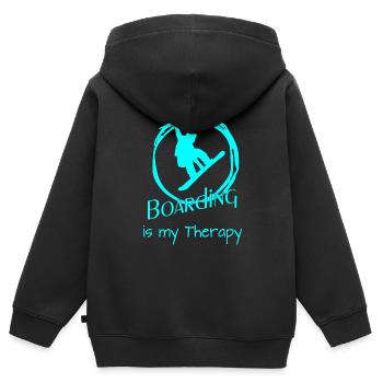 Boarding is my Therapy - Kinder Premium Organic Zip Hoodie - Schwarz - Hinten - AI Model Kid Male (0cm)