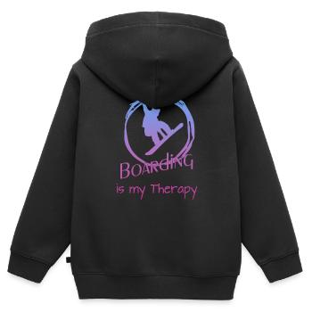 Boarding Snowboarding - Kinder Premium Organic Zip Hoodie - Schwarz - Hinten - AI Model Kid Male (0cm)