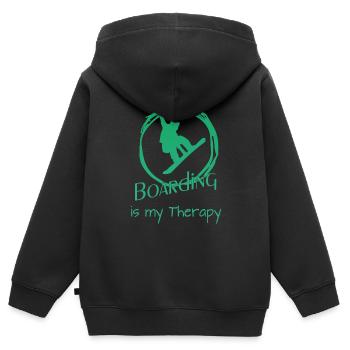 Boarding is my Therapy - Snowboard -Boarden - Kinder Premium Organic Zip Hoodie - Schwarz - Hinten - AI Model Kid Male (0cm)