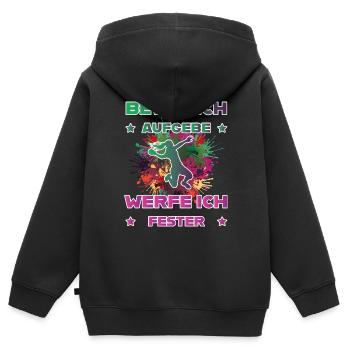 Bevor ich aufgebe schieße ich Fester - Kinder Premium Organic Zip Hoodie - Schwarz - Hinten - AI Model Kid Male (0cm)