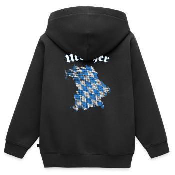 Bayern, bayrisches original, Urbayer, Minga - Kinder Premium Organic Zip Hoodie - Schwarz - Hinten - AI Model Kid Male (0cm)