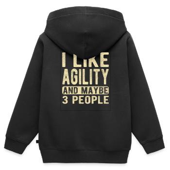 Dicton d’agilité - Sweat Premium à capuche zippé enfant bio - noir - Dos - AI Model Kid Male (0cm)