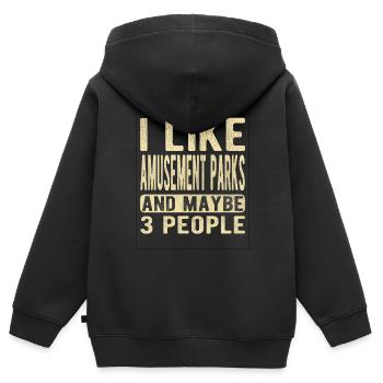 Amusement parks Saying - Kids Premium Organic Zip-up Hoodie - black - Back - AI Model Kid Male (0cm)