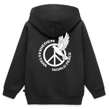 Weltfrieden Weltfriedenstag Friedenstaube Peace - Kinder Premium Organic Zip Hoodie - Schwarz - Hinten - AI Model Kid Male (0cm)